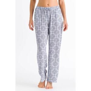 Hanro of Switzerland Pajama Pyjama Pants Blue White Lightweight Cotton Medium